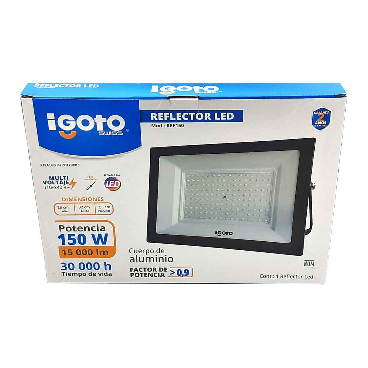 Lampara Led Reflector 150w 6500k Luz Dia Negro Ref150 Igoto IGOTO Ferreabasto