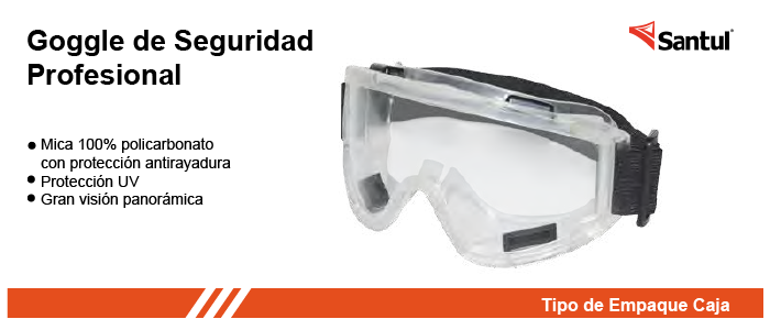 Lentes De Seguridad Goggle Profesional Transparente Santul