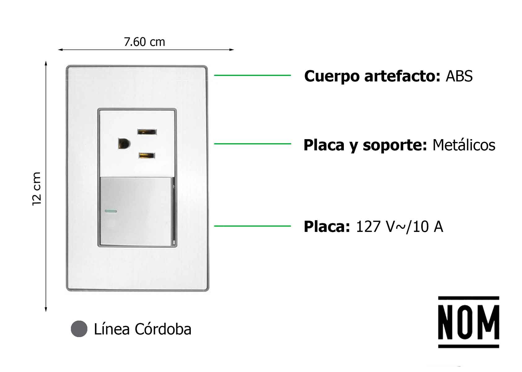 Placa Armada Apagador Y Contacto Aterrizado Sanelec 4632 Cordoba Acero Inoxidable SANELEC Ferreabasto