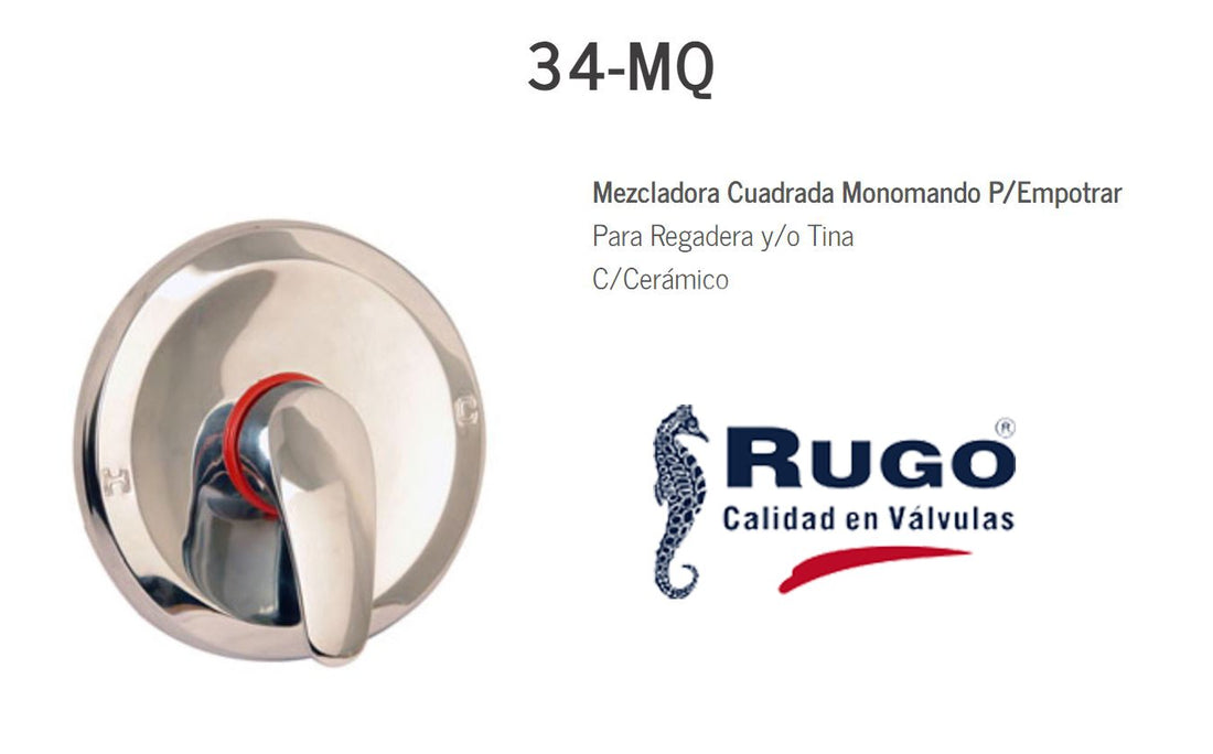 Mezcladora Monomando Para Regadera o Tina Cromo Rugo 34-MQ RUGO Ferreabasto