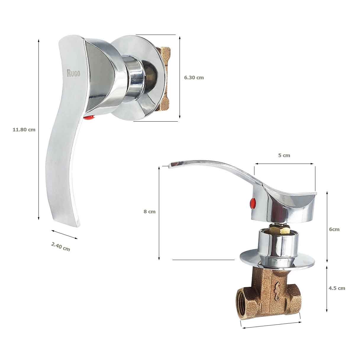 Juego Llave de Empotrar Para Regadera Metalico Rugo 38MT Maneral Palanca Chapeton RUGO Ferreabasto