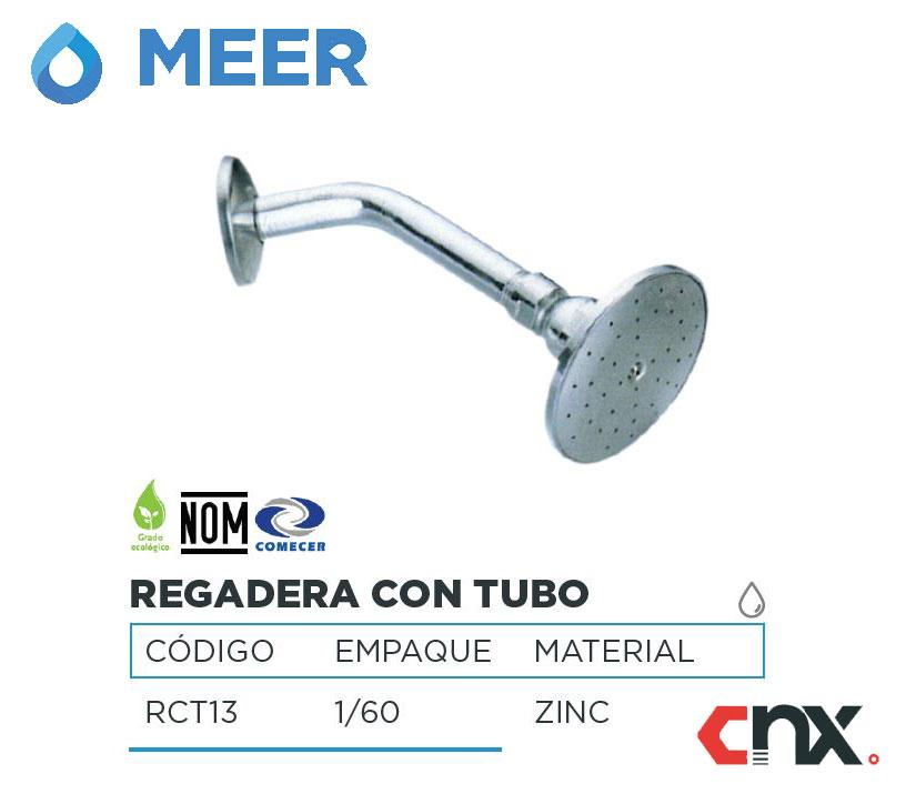 Regadera Cromada Con Tubo De Zinc Redonda Meer - Ferreabasto