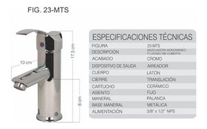 Llave Mezcladora Monomando para Lavabo Rugo 23mts RUGO Ferreabasto